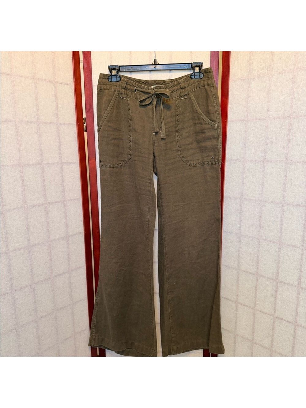 CAbi Olive Green Wide Leg Drawstring Pants - Size 2